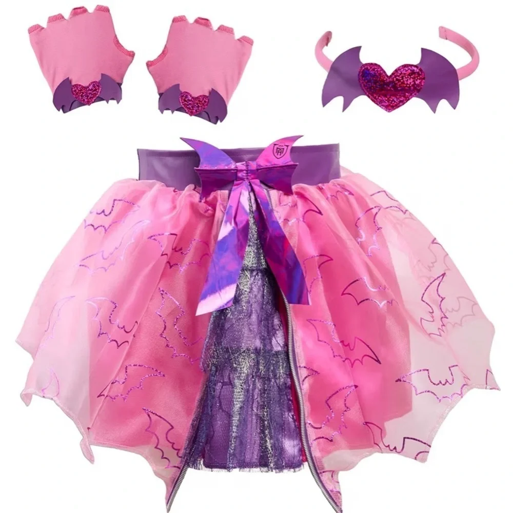 Monster High Draculaura Pink Costume Set NEW Fashion Tutu Gloves Headband